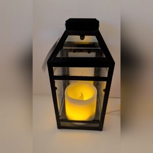 Ashland Black Lantern with LED Flickering Candle